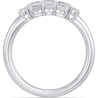 14K White Gold 3-Stone Fashion Ring with Emerald Cut and Round Diamonds - 0.94 Carat Total Diamond Weight by Auriventus