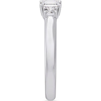14K White Gold 3-Stone Fashion Ring with Emerald Cut and Round Diamonds - 0.94 Carat Total Diamond Weight by Auriventus
