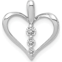 14K White Gold 3-Stone Heart Pendant with Round Diamonds - 0.10 Carat Total Diamond Weight by Monteluci Fine Jewelry