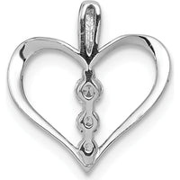 14K White Gold 3-Stone Heart Pendant with Round Diamonds - 0.10 Carat Total Diamond Weight by Monteluci Fine Jewelry