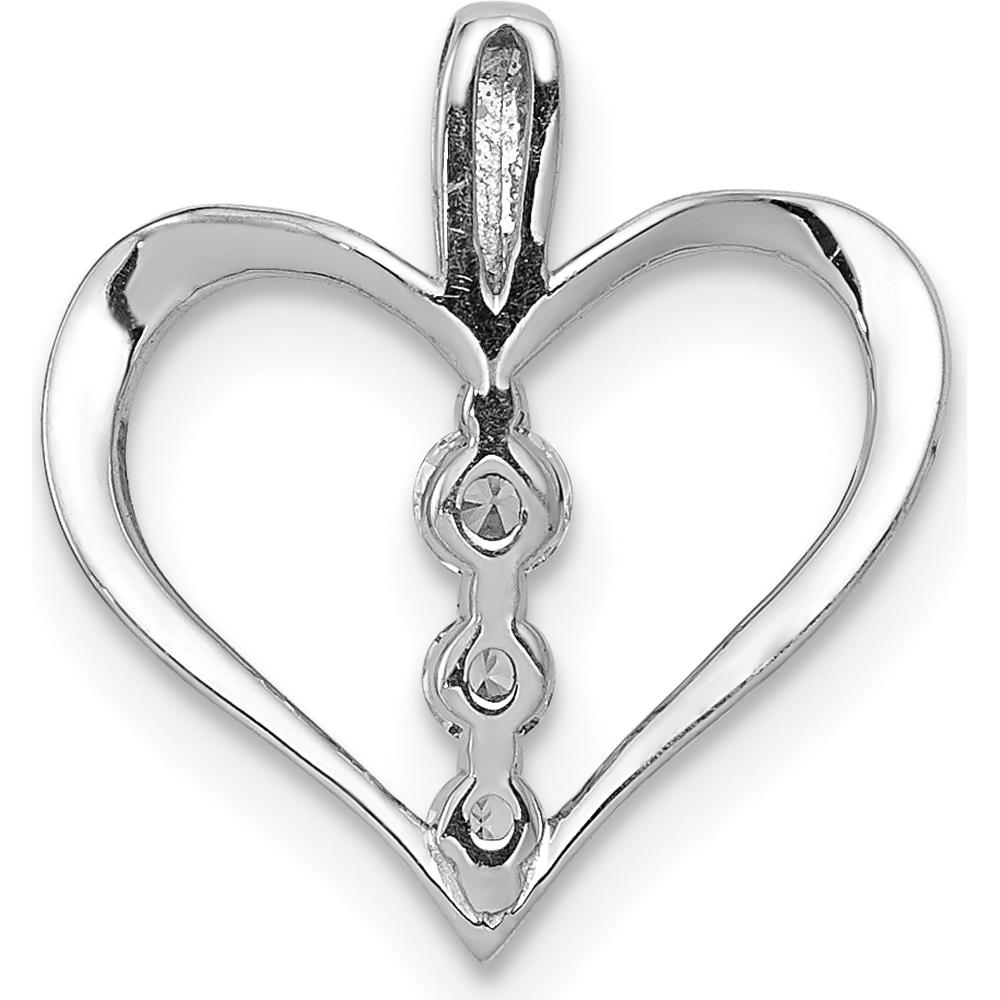 14K White Gold 3-Stone Heart Pendant with Round Diamonds - 0.10 Carat Total Diamond Weight by Monteluci Fine Jewelry