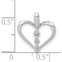 14K White Gold 3-Stone Heart Pendant with Round Diamonds - 0.10 Carat Total Diamond Weight by Monteluci Fine Jewelry
