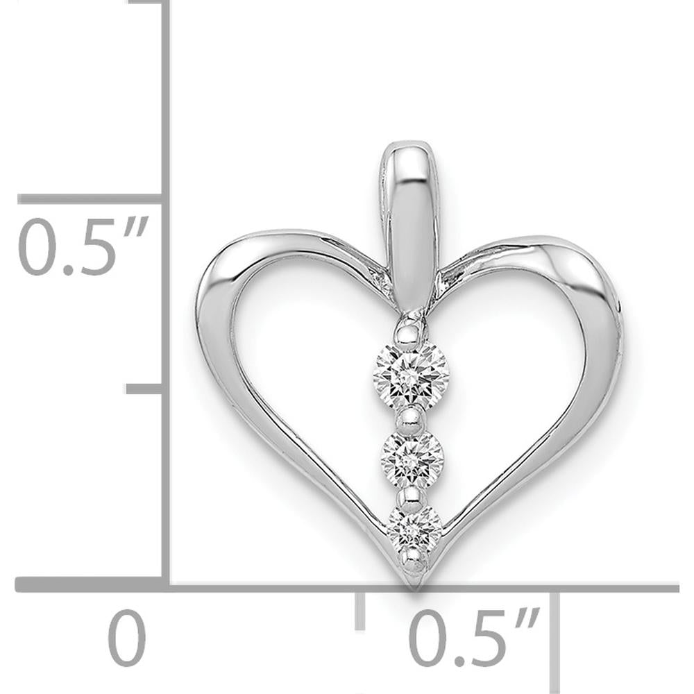 14K White Gold 3-Stone Heart Pendant with Round Diamonds - 0.10 Carat Total Diamond Weight by Monteluci Fine Jewelry