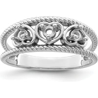 14K White Gold 3-Stone Heart-Shaped Gemstone Ring with Red, Orange, and Blue Gems - Family Jewelry Design by Oro Pregiato