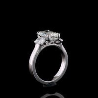 14K White Gold 3-Stone Hidden Halo Ring with 2.56 Carat Radiant Cut D VVS2 Lab Diamond, Side Radiants and Round Diamond Halo - 3.72 Carat Total Diamond Weight - Covaloro Fine Jewelry