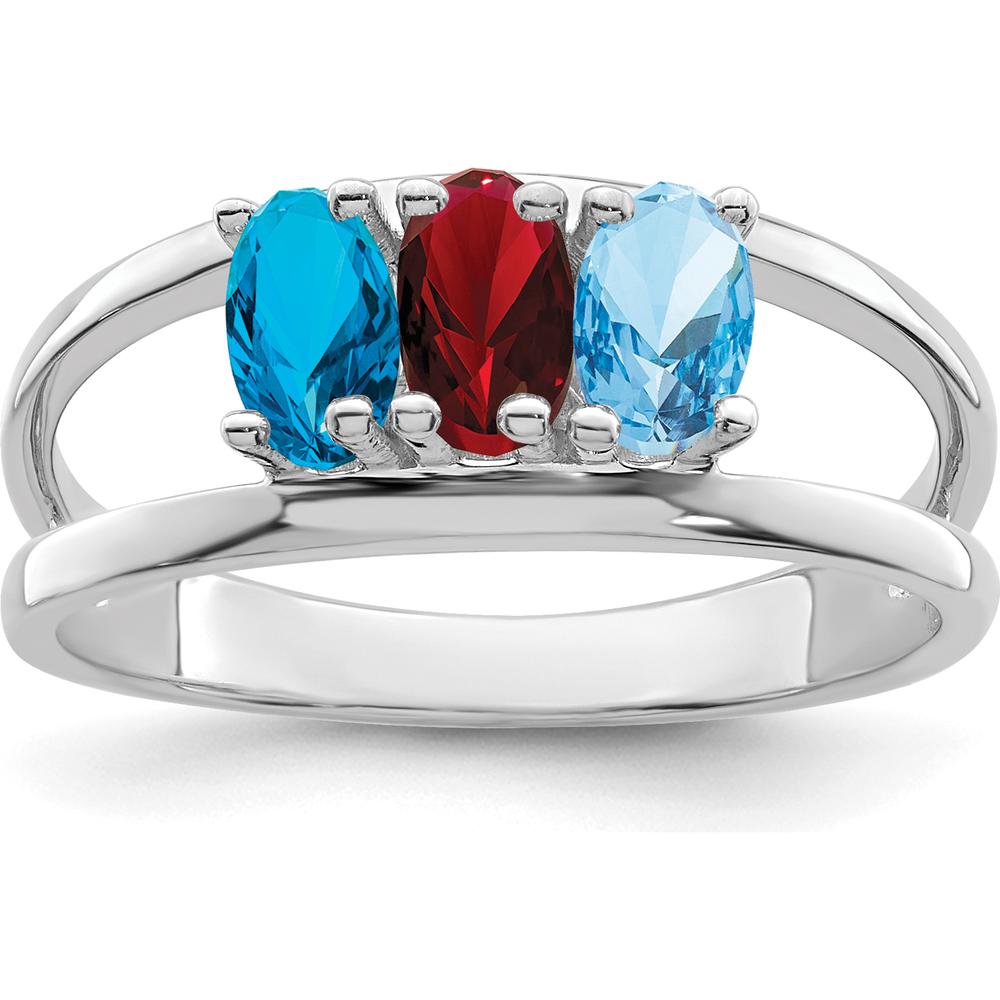14K White Gold 3 Stone Mother's Ring Mounting - 2mm Band Width by Monteluci Fine Jewelry