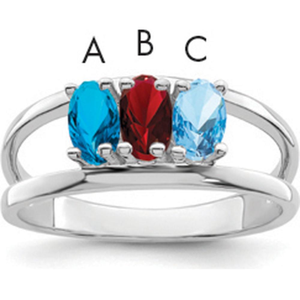 14K White Gold 3 Stone Mother's Ring Mounting - 2mm Band Width by Monteluci Fine Jewelry