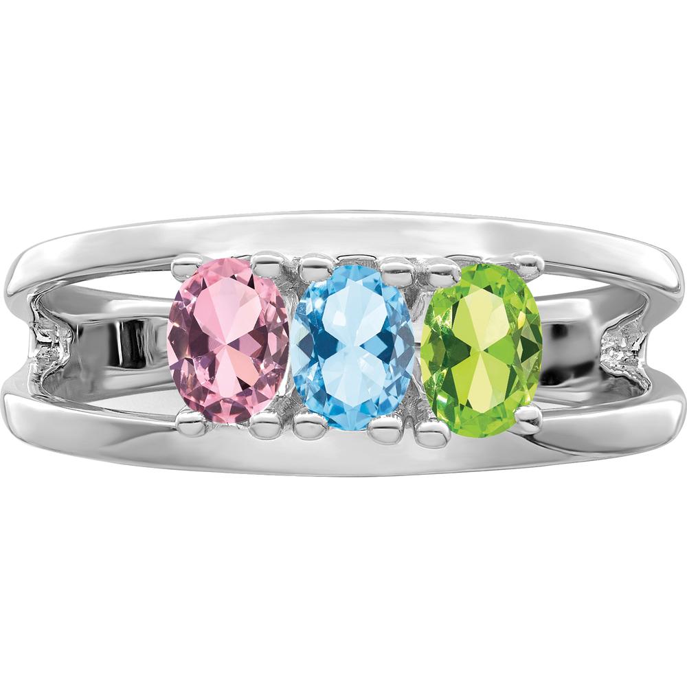 14K White Gold 3 Stone Mother's Ring Mounting - 2mm Band Width by Monteluci Fine Jewelry