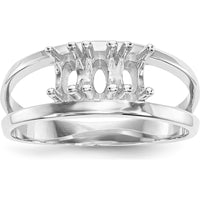 14K White Gold 3 Stone Mother's Ring Mounting - 2mm Band Width by Monteluci Fine Jewelry