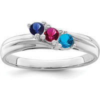 14K White Gold 3-Stone Mother's Ring Mounting - Polished Finish by Monteluci Fine Jewelry