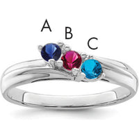 14K White Gold 3-Stone Mother's Ring Mounting - Polished Finish by Monteluci Fine Jewelry
