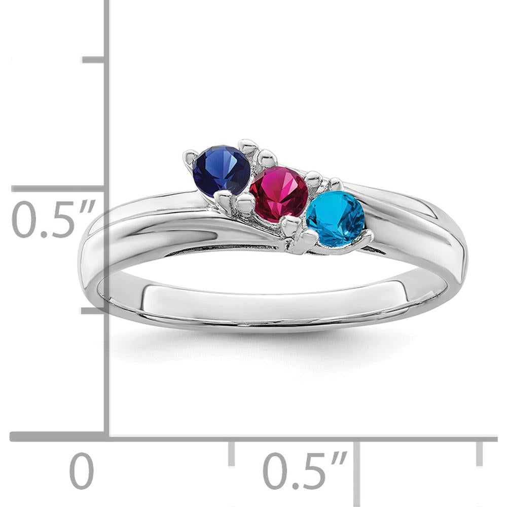 14K White Gold 3-Stone Mother's Ring Mounting - Polished Finish by Monteluci Fine Jewelry