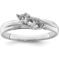 14K White Gold 3-Stone Mother's Ring Mounting - Polished Finish by Monteluci Fine Jewelry