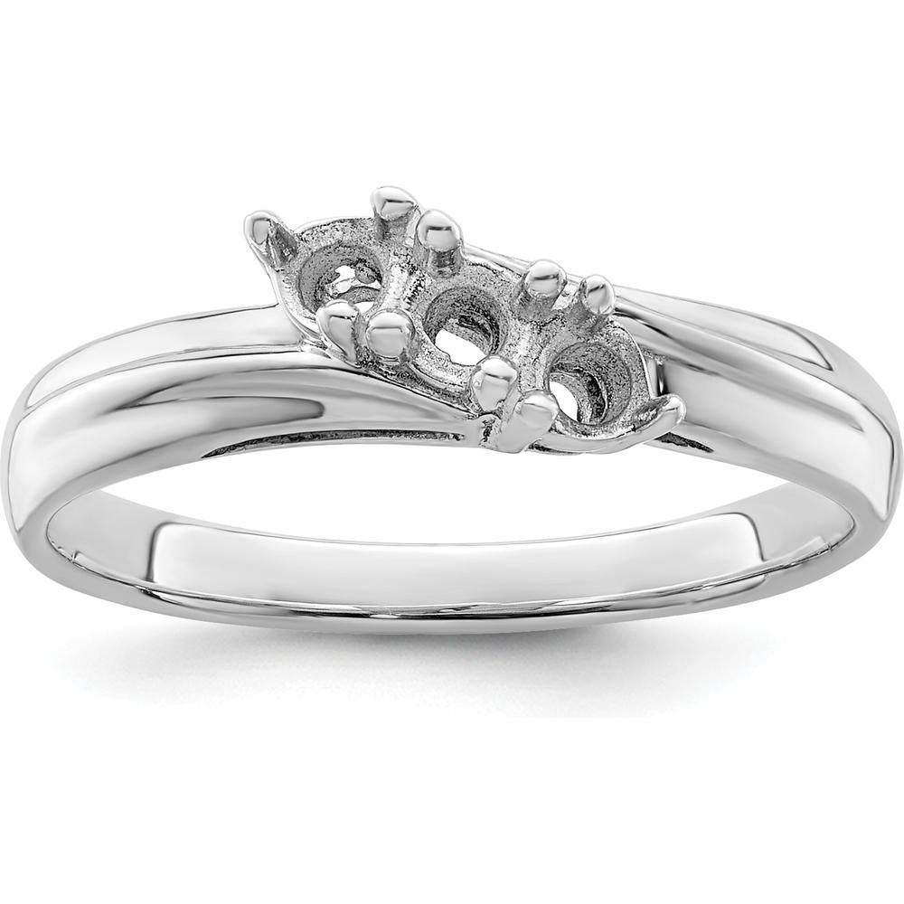 14K White Gold 3-Stone Mother's Ring Mounting - Polished Finish by Monteluci Fine Jewelry