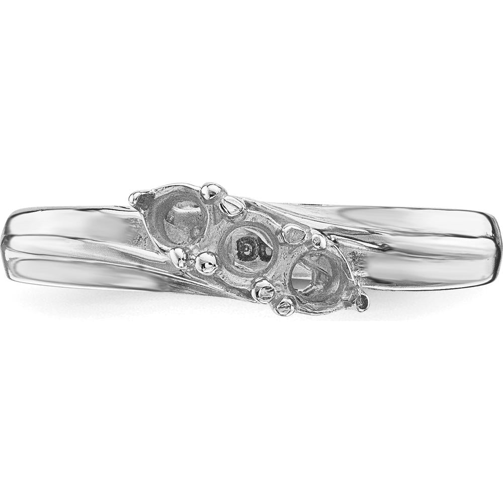 14K White Gold 3-Stone Mother's Ring Mounting - Polished Finish by Monteluci Fine Jewelry