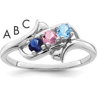 14K White Gold 3-Stone Mother's Ring with Sapphire, Aquamarine, and Pink Sapphire - 1.5 Carat Total Gem Weight by Oro Pregiato