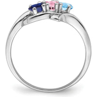 14K White Gold 3-Stone Mother's Ring with Sapphire, Aquamarine, and Pink Sapphire - 1.5 Carat Total Gem Weight by Oro Pregiato