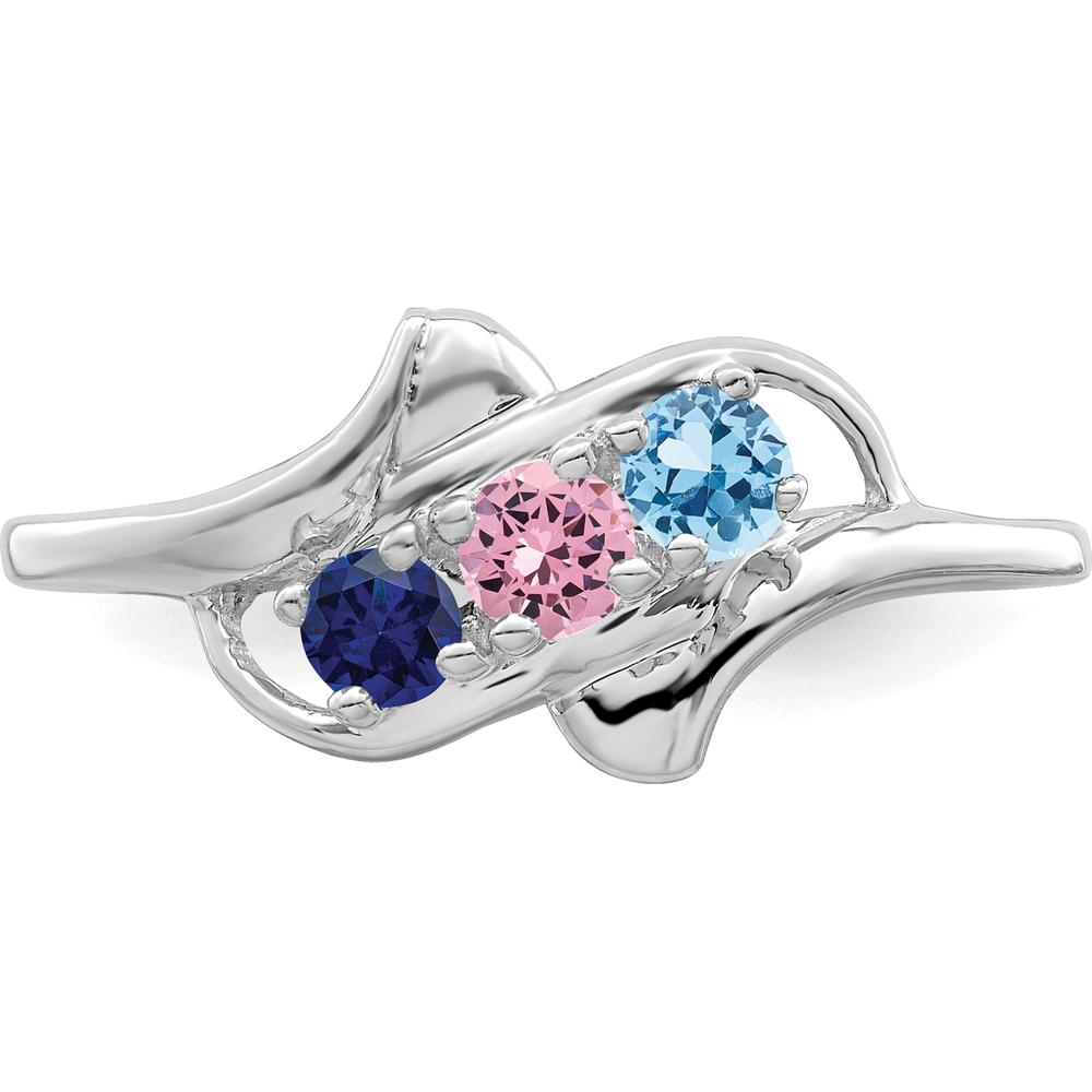 14K White Gold 3-Stone Mother's Ring with Sapphire, Aquamarine, and Pink Sapphire - 1.5 Carat Total Gem Weight by Oro Pregiato