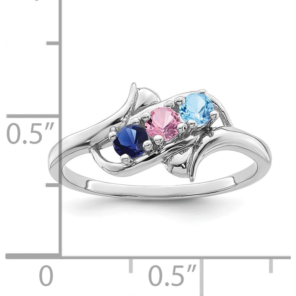 14K White Gold 3-Stone Mother's Ring with Sapphire, Aquamarine, and Pink Sapphire - 1.5 Carat Total Gem Weight by Oro Pregiato