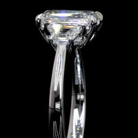 14K White Gold 3-Stone Ring with 1.00 Carat Emerald Cut Lab Diamond and 0.33 Carat Trapezoid Lab Diamonds E VS1 - Total 1.33 Carats - Covaloro Fine Jewelry