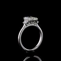 14K White Gold 3-Stone Ring with 2.02 Carat Radiant Cut Lab Diamond and 0.54 Carat Side Stones - 2.56 Total Carat Weight E VVS1 IGI Certified - Covaloro Fine Jewelry
