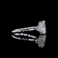 14K White Gold 3-Stone Ring with 2.54 Carats Radiant Cut Lab Diamond and 0.74 Carats Trapezoid Side Stones - 3.28 Carats Total Diamond Weight - Covaloro Fine Jewelry