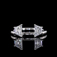 14K White Gold 3-Stone Ring with 3.55 Carat Emerald Cut Lab Diamond and Trapezoid Side Diamonds - 4.6 Carat Total Weight - Covaloro Fine Jewelry