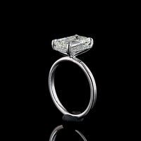 14K White Gold 3-Stone Ring with 3.55 Carat Emerald Cut Lab Diamond and Trapezoid Side Diamonds - 4.6 Carat Total Weight - Covaloro Fine Jewelry