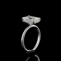 14K White Gold 3-Stone Ring with 3.55 Carat Emerald Cut Lab Diamond and Trapezoid Side Diamonds - 4.6 Carat Total Weight - Covaloro Fine Jewelry