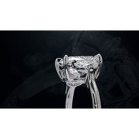 14K White Gold 3-Stone Ring with 4.06 Carat Cushion Modified Lab Diamond and 0.73 Carat Half-Moon Lab Diamonds - 4.79 Carat Total Weight, GIA Certified - Covaloro Fine Jewelry
