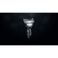 14K White Gold 3-Stone Ring with 4.06 Carat Cushion Modified Lab Diamond and 0.73 Carat Half-Moon Lab Diamonds - 4.79 Carat Total Weight, GIA Certified - Covaloro Fine Jewelry