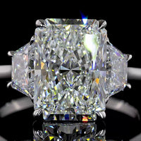 14K White Gold 3-Stone Ring with 4.06 Carat Radiant Cut Lab Diamond and 1.20 Carat Side Stones - 5.26 Carat Total Diamond Weight - Covaloro Fine Jewelry