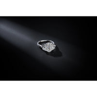 14K White Gold 3-Stone Ring with 5.01 Carat Oval Lab Diamond and Half-Moon Side Stones - 6.79 Carats Total Diamond Weight - Covaloro Fine Jewelry