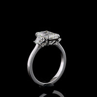 14K White Gold 3-Stone Ring with Emerald Cut Lab Diamond Center (2.07ct) and Trapezoid Side Stones (0.66ct) - 2.73 Carat Total Weight, E-F Color VS1 Clarity - Covaloro Fine Jewelry