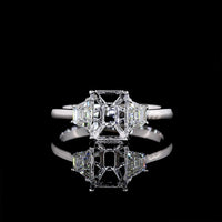 14K White Gold 3-Stone Ring with North-South Set Trapezoid Lab Diamonds - 0.49 Carat Total Weight - Covaloro Fine Jewelry