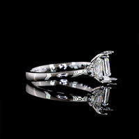 14K White Gold 3-Stone Ring with North-South Set Trapezoid Lab Diamonds - 0.49 Carat Total Weight - Covaloro Fine Jewelry