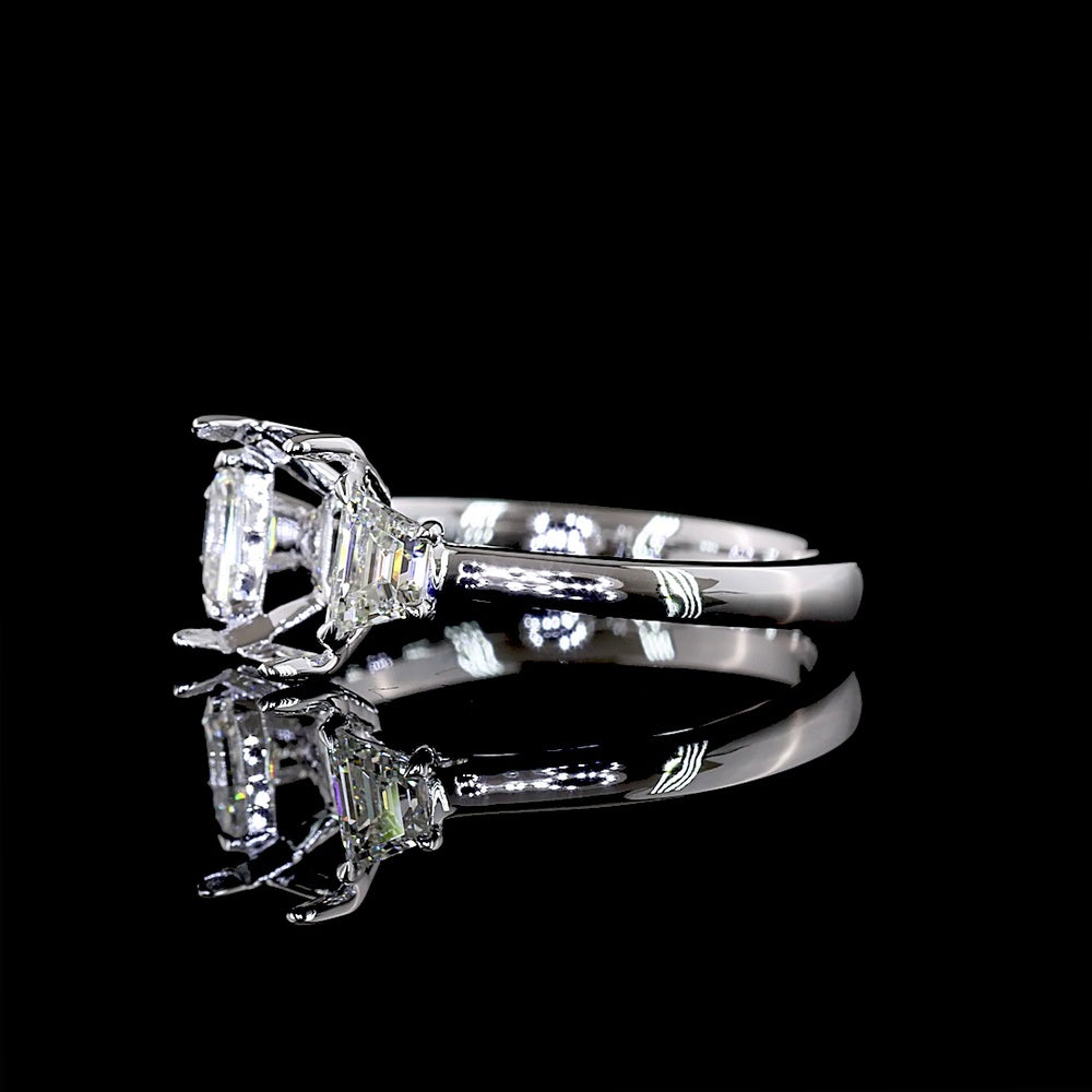14K White Gold 3-Stone Ring with North-South Set Trapezoid Lab Diamonds - 0.49 Carat Total Weight - Covaloro Fine Jewelry