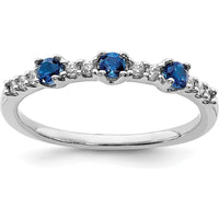 14K White Gold 3-Stone Sapphire and Diamond Ring - 0.14 Carat Total Gemstone Weight by 0