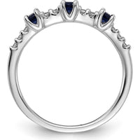 14K White Gold 3-Stone Sapphire and Diamond Ring - 0.14 Carat Total Gemstone Weight by 0