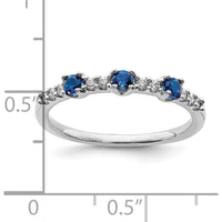 14K White Gold 3-Stone Sapphire and Diamond Ring - 0.14 Carat Total Gemstone Weight by 0