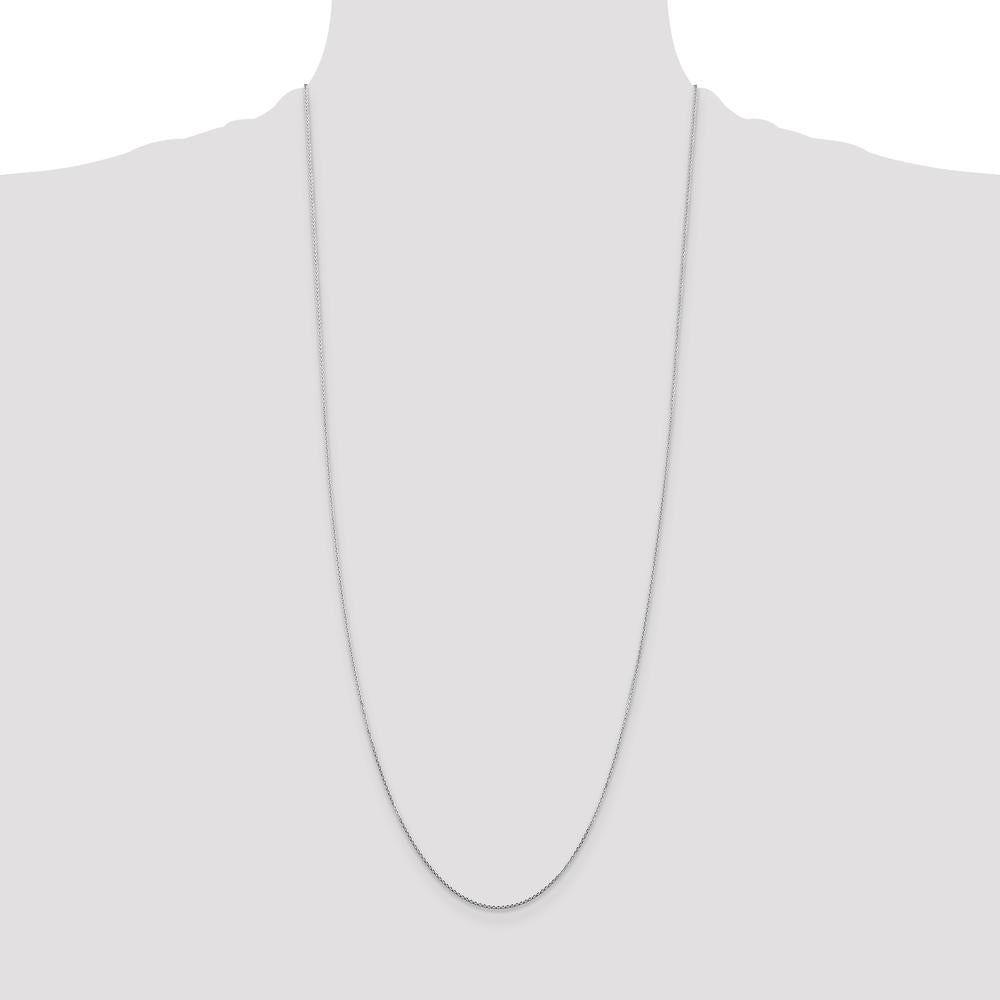 14K White Gold 30" 0.8mm Diamond-Cut Round Open Link Cable Chain with Lobster Clasp by Oro Pregiato