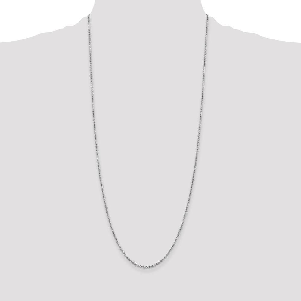 14K White Gold 30" 1.4mm Round Open Wide Link Cable Chain with Lobster Clasp by Oro Pregiato