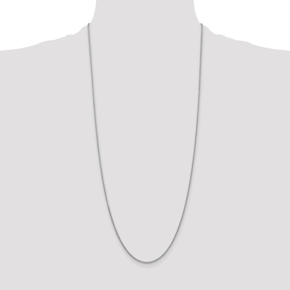 14K White Gold 30" 1.6mm Round Open Link Cable Chain with Lobster Clasp by Oro Pregiato