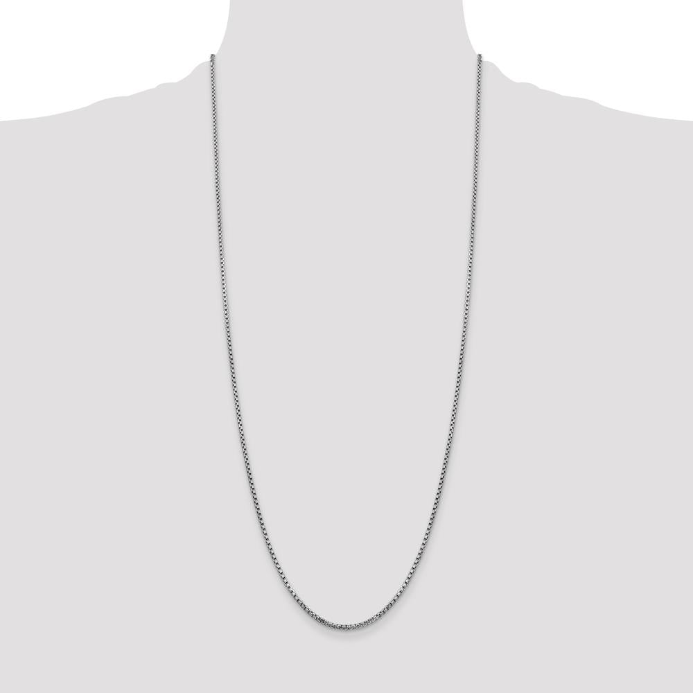 14K White Gold 30" 1.75mm Semi-Solid Box Chain with Lobster Clasp by Oro Pregiato