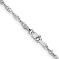 14K White Gold 30" 2.0mm Singapore Chain with Lobster Clasp - Rhodium-Plated Finish by Oro Pregiato