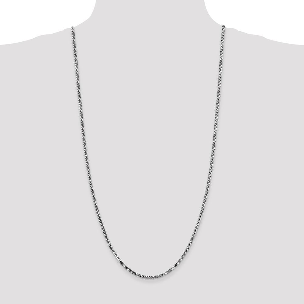 14K White Gold 30" 2.3mm Franco Chain with Lobster Clasp - Polished Finish by Oro Pregiato