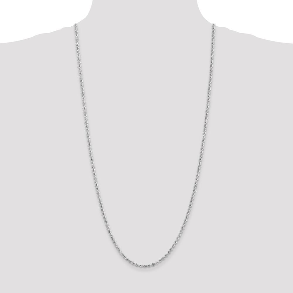 14K White Gold 30" 2.75mm Rope Chain Necklace with Lobster Clasp by 0