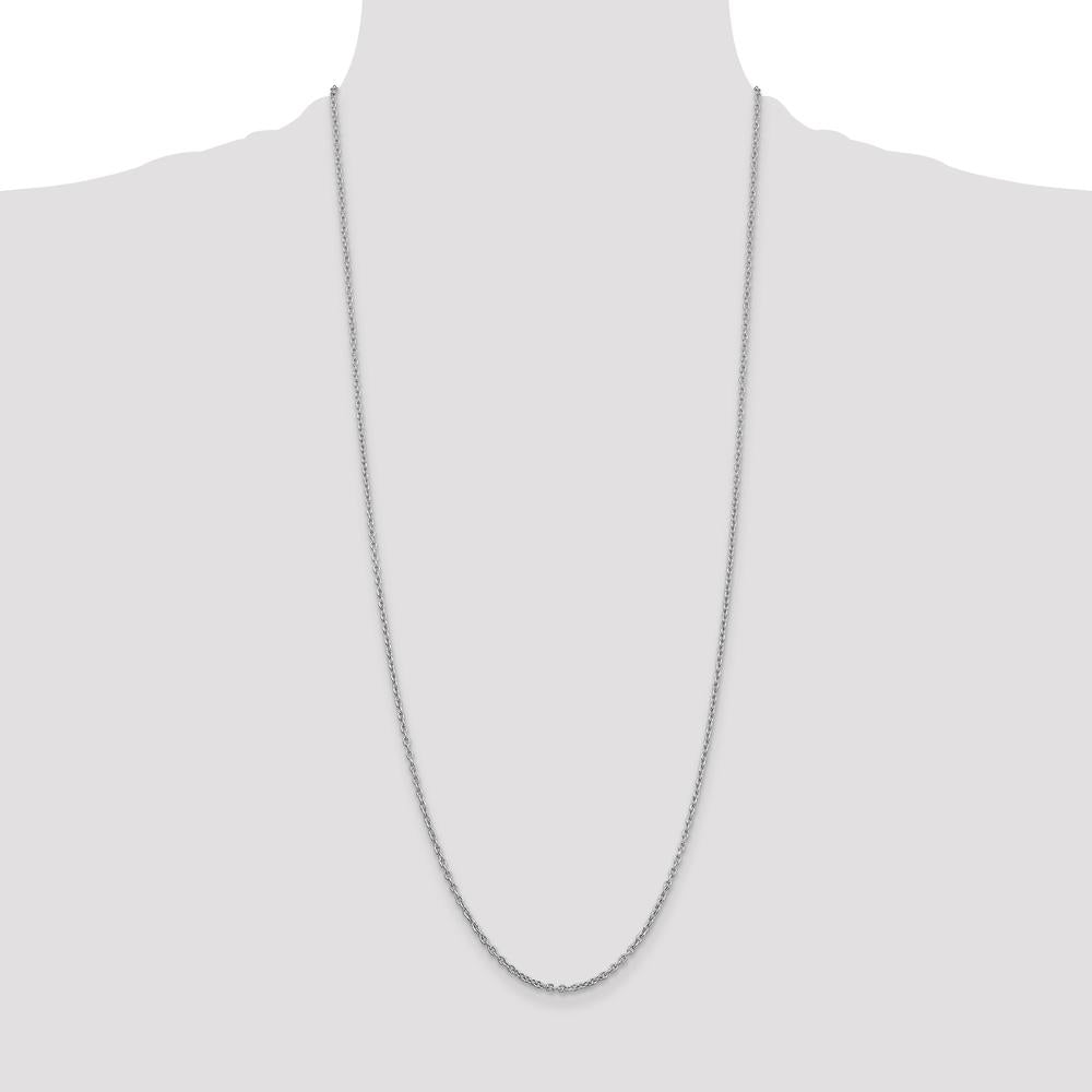 14K White Gold 30" 2mm Round Open Link Cable Chain with Lobster Clasp by Oro Pregiato