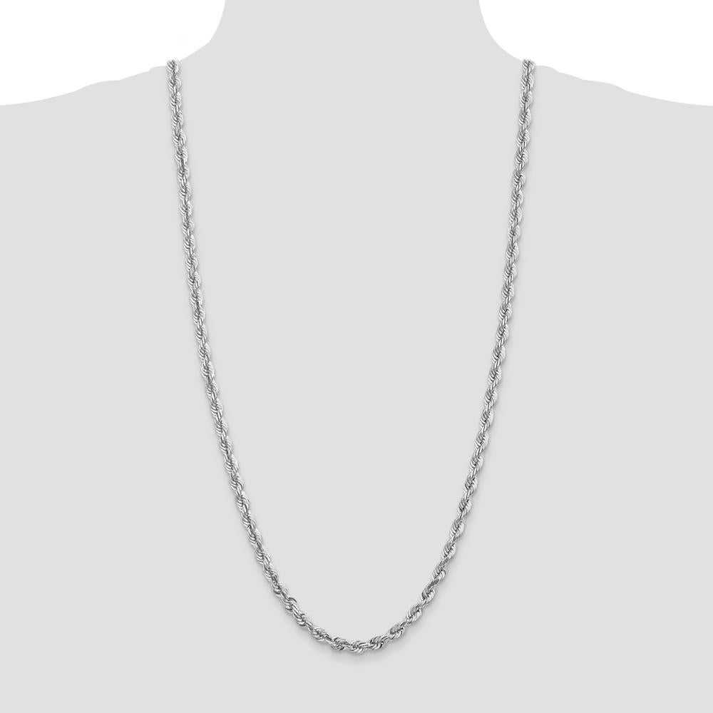 14K White Gold 30" 5.5mm Diamond-Cut Rope Chain with Lobster Clasp