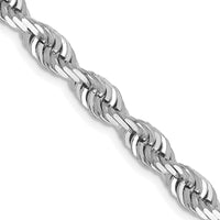 14K White Gold 30" 5mm Diamond-Cut Rope Necklace with Lobster Clasp by Oro Pregiato